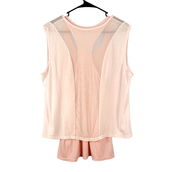 Tangerine Layered Short Sleeve Top Tank Mesh Light Pink Size M Athleisure - Picture 4 of 7